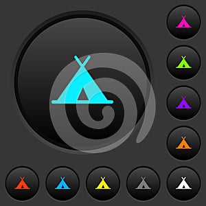 Tent dark push buttons with color icons