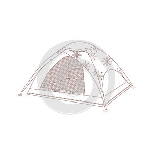 A tent. Drawn elements for camping and hiking. Wilderness survival, travel, hiking, outdoor recreation, tourism