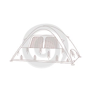 A tent. Drawn elements for camping and hiking. Wilderness survival, travel, hiking, outdoor recreation, tourism