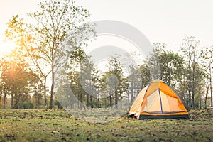 Tent field sunset