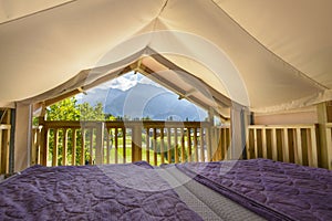 Tent-House Overlooking in mountains