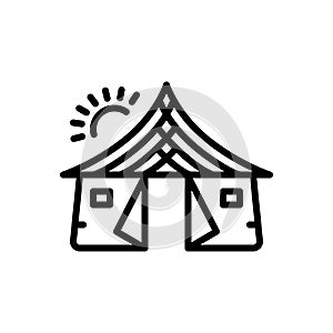 Black line icon for Tent, awning and canopy photo