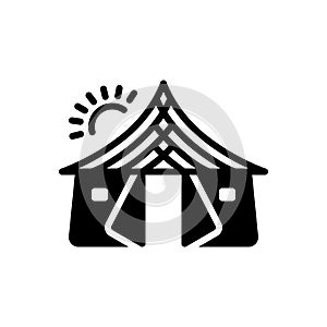 Black solid icon for Tent, awning and canopy
