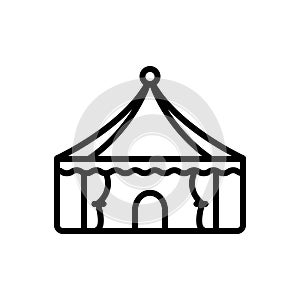 Black line icon for Tent, lodgment and camp photo