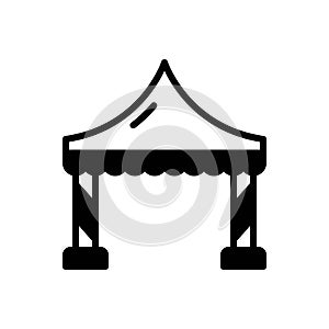 Black solid icon for Tent, pavilion and vacation