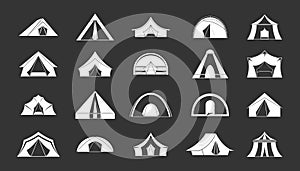 Tent icon set grey vector