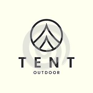 tent with line art style logo vector illustration icon template design