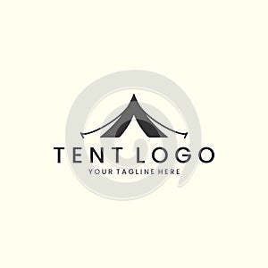 tent logo with vintage and emblem vector illustration icon template design