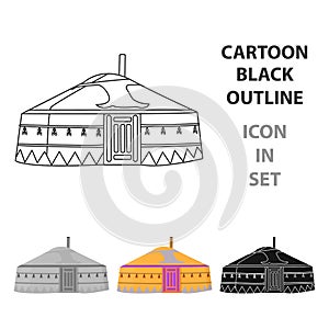 Tent in the Mongolian patterns.Mongolian tent.Housing the ancient Mongols.Mongolia single icon in cartoon style vector photo