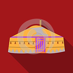 Tent in the Mongolian patterns.Mongolian tent.Housing the ancient Mongols.Mongolia single icon in flat style vector photo