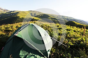 Tent in mountains