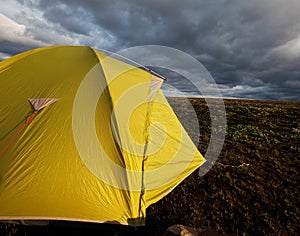 Tent in mountains