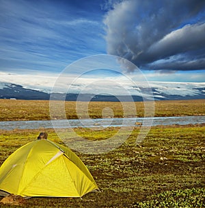 Tent in mountains