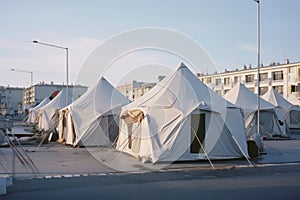 Tent outside white field camp canvas green festival outdoors travel beautiful summer