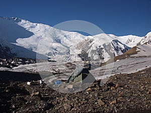 Tent in the Pamir mountains in Kirgizstan photo