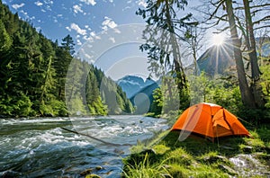 Tent Pitched Next to River