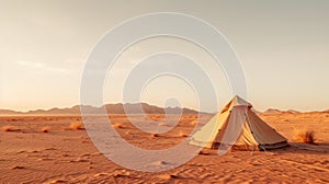 Tent in the Sahara desert at sunset, Morocco, Africa