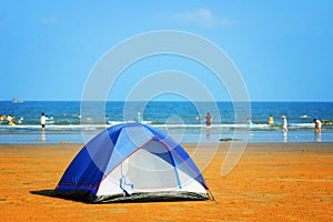 Tent on seashore