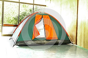 Tent of traveler in house of camping site