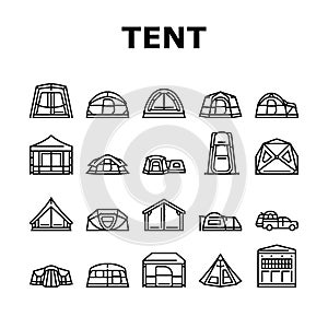 tent vacation travel tourism icons set vector