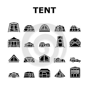 tent vacation travel tourism icons set vector