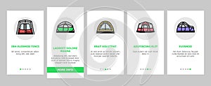 tent vacation travel tourism onboarding icons set vector