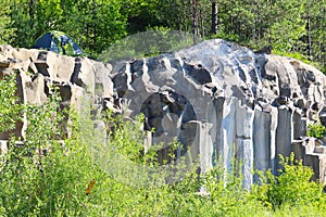 Tent weekend on basalt columns