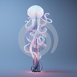 A tentacled underwater creature with it\'s tentacles wrapped around a post.