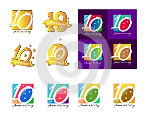 Tenth anniversary 10 celebration icon logo identity