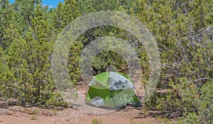 Tenting in the beautiful Flaming Gorge, National Recreation Area of Utah