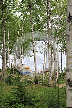 Tenting by lake