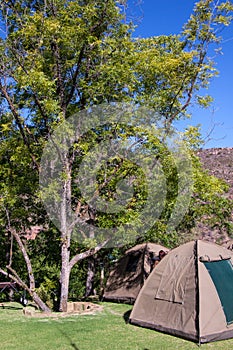 Tents at campsite near Orange River, South Africa