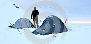 Tents and mountaineer photo