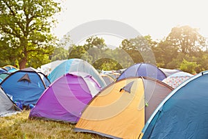 Tents at a music festival campsite photo