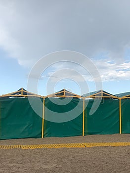 tents to rent in a seaside resort on the Argentine Atlantic coast