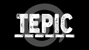 Tepic. Animated letters. Motion inscription on line. White letters from drops, liquid. Cartoon style. Transparent Alpha channel