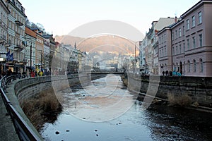 The Tepla River in the resort area, Karlovy Vary, Czechia