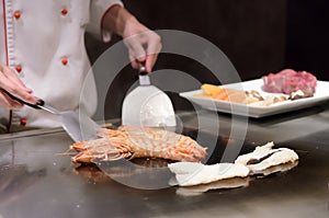 Teppanyaki japanese cuisine sauteed seafood