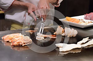 Teppanyaki japanese cuisine sauteed seafood