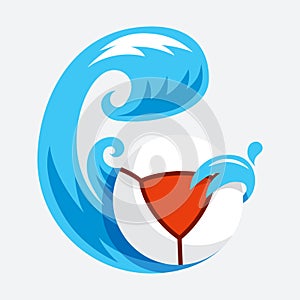 teq ball fly water wave ball icon