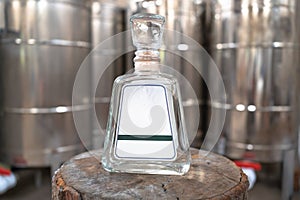 The tequila bottle is on display at the Tequila Factory. photo