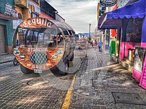 Tequila bus in a street, Jalisco. Mexico