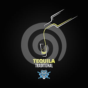 Tequila shot bottle glass menu design background