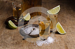 Tequila shot with lime