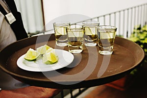 Tequila shots mexican drink in mexico city photo