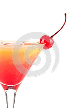 Tequila sunrise alcohol cocktail with maraschino