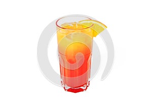 Tequila sunrise cocktail with ice