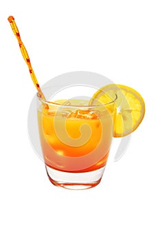 Tequila Sunrise, Lemon, Isolated, Clipping Path