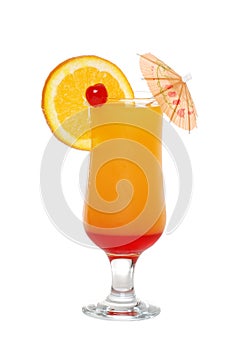 Tequila sunrise with an umbrella photo