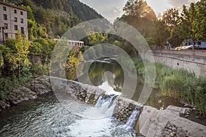 The Ter river cascading through the outskirts of Ripoll town.